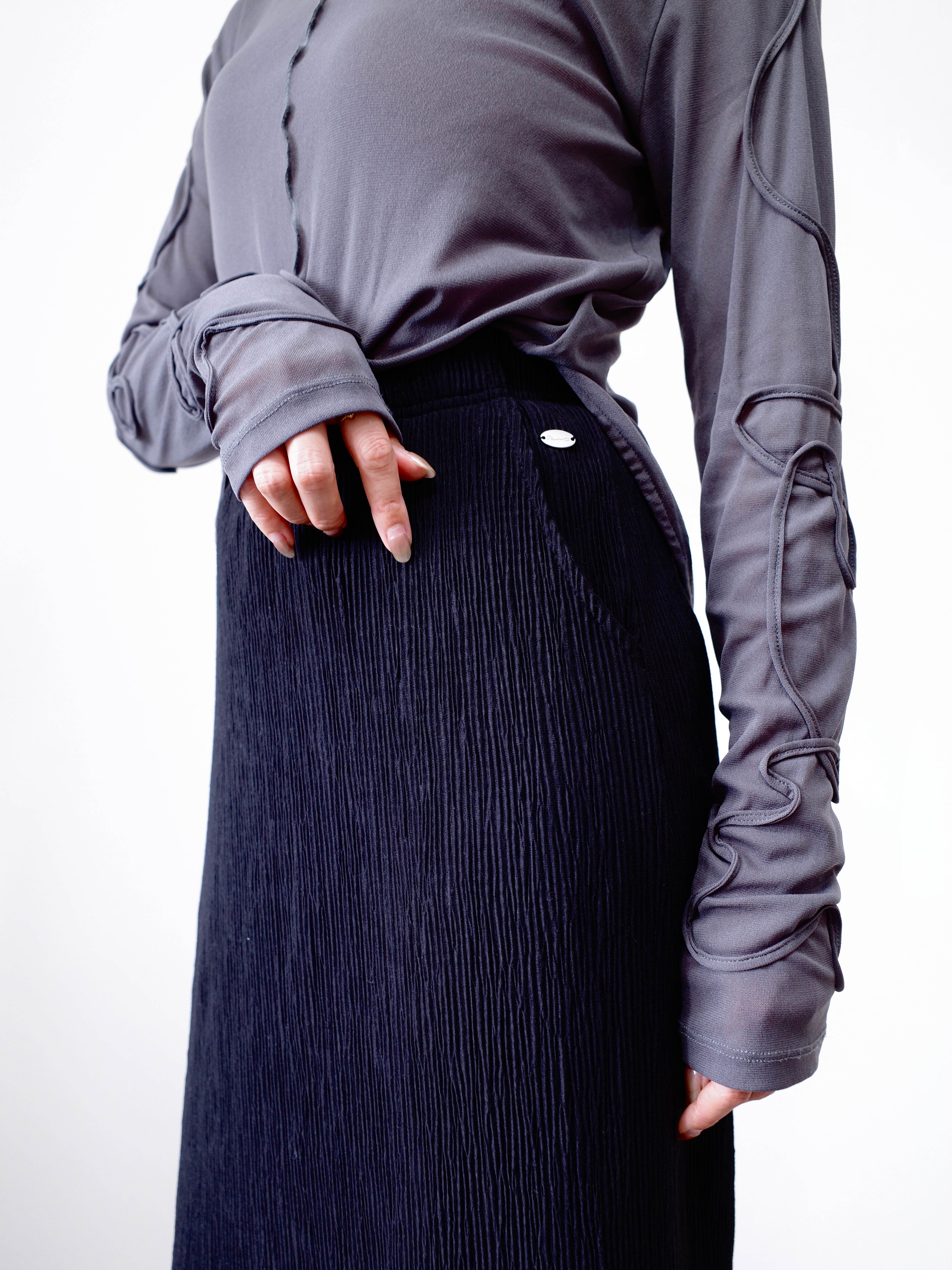 【SET】2WAY SHEER STITCH TOPS × LIGHT TEXTURE PENCIL SKIRT