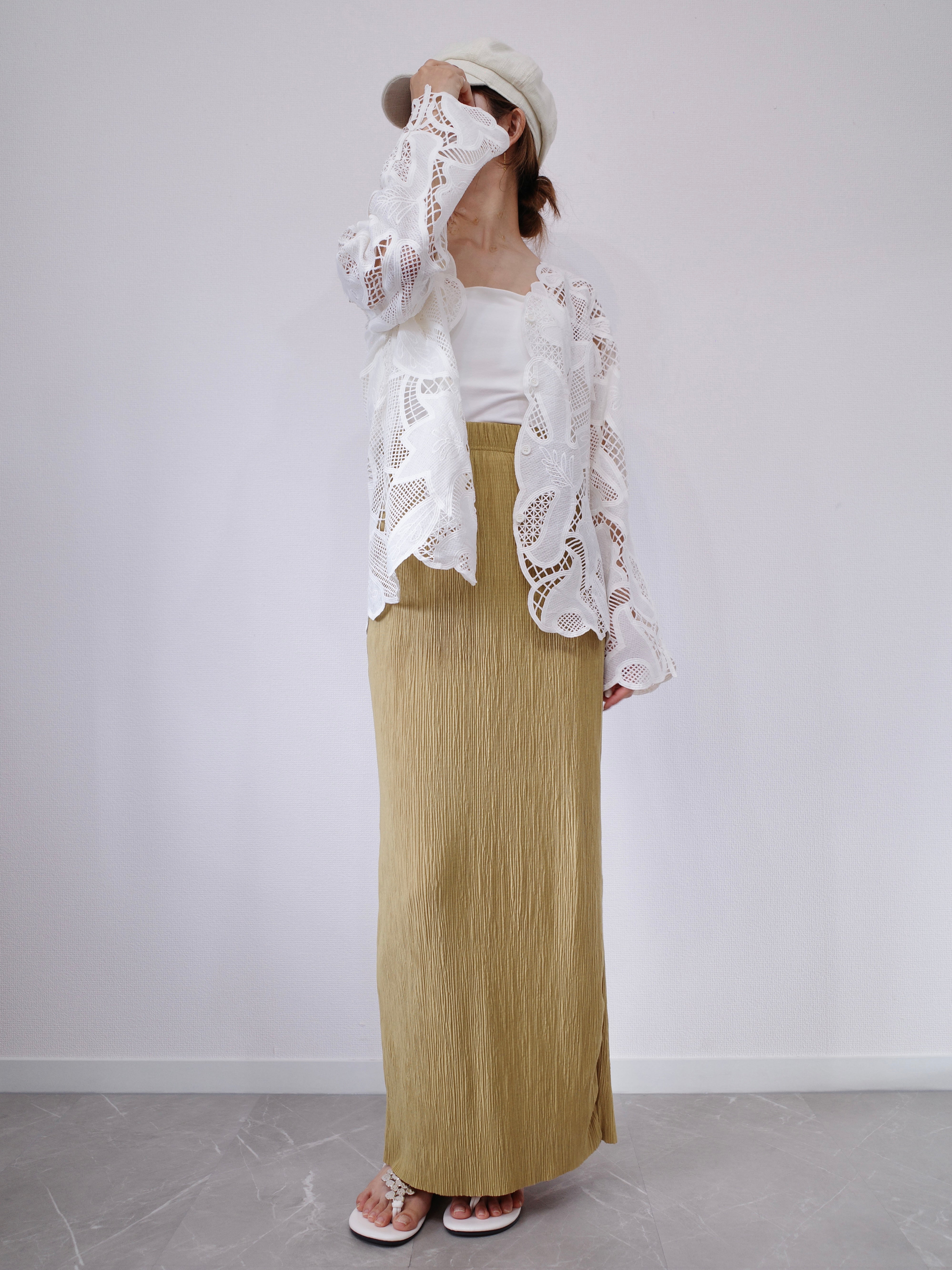 【SET】BLOOM LACE JACKET × LIGHT TEXTURE PENCIL SKIRT